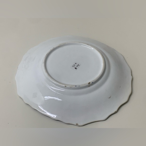 19th Century Vintage Gaudy Welsh Feather Pattern Square Scalloped Plate - Picture 8 of 15